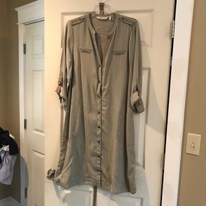 Soft Surroundings Casual Shirt dress, khaki green Size Med